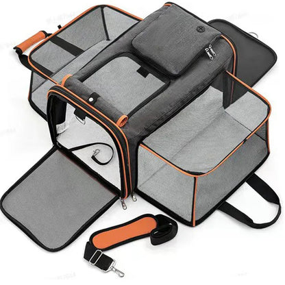 The Pawvie Spacious & Portable Pet Carrier - Foldable, Breathable Diagonal Crossbody Bag for Outdoor Adventures
