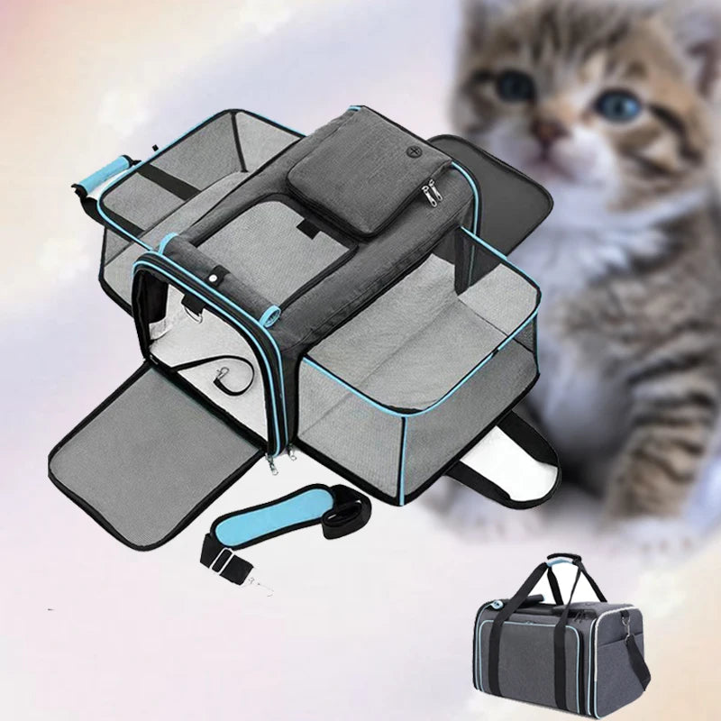 The Pawvie Spacious & Portable Pet Carrier - Foldable, Breathable Diagonal Crossbody Bag for Outdoor Adventures
