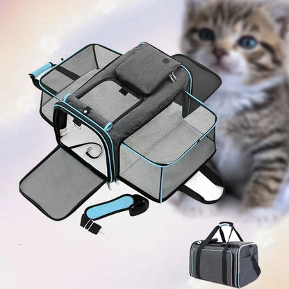 The Pawvie Spacious & Portable Pet Carrier - Foldable, Breathable Diagonal Crossbody Bag for Outdoor Adventures