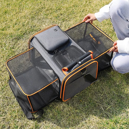 The Pawvie Spacious & Portable Pet Carrier - Foldable, Breathable Diagonal Crossbody Bag for Outdoor Adventures