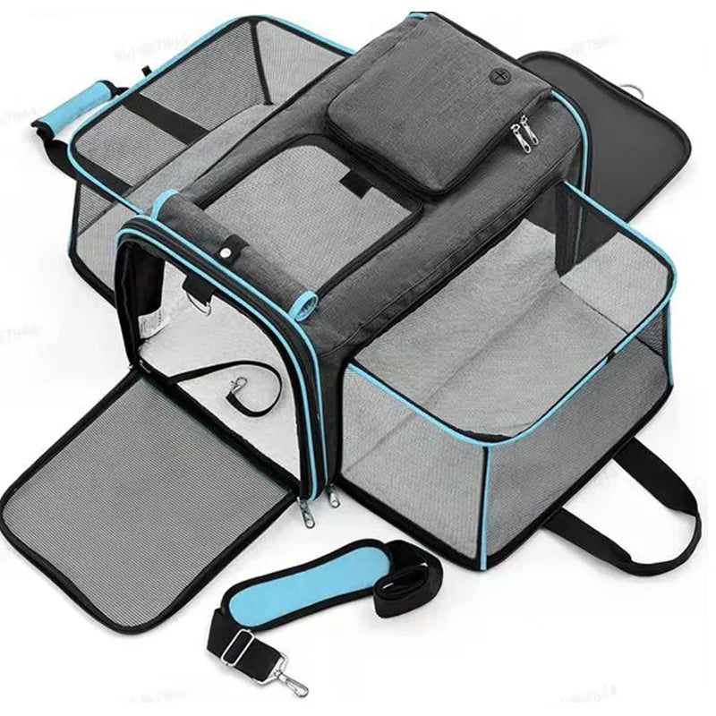 The Pawvie Spacious & Portable Pet Carrier - Foldable, Breathable Diagonal Crossbody Bag for Outdoor Adventures